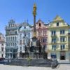 Historic-houses-Plague-Column-Plzen-Bohemia